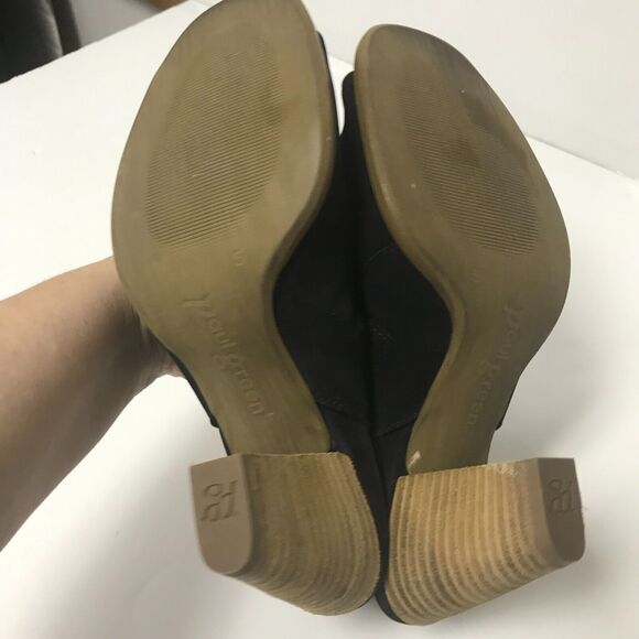 Paul Green Sandals Womens 5 Black Suede Open Toe Bootie Zip Heel Cut Out - Picture 11 of 11